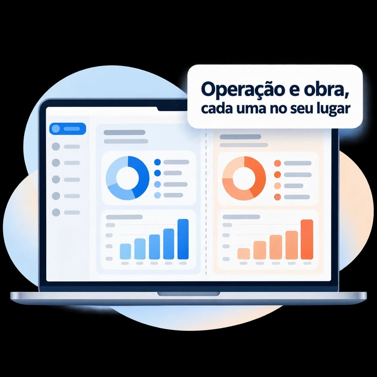 Ilustração do petsky com a operação e a obra em painéis separados.